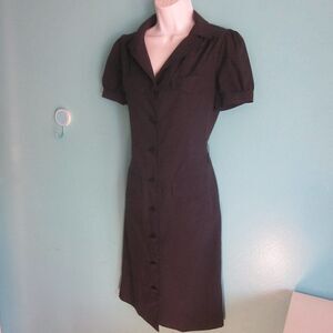 ICB Womens Button Up Shirt Dress Dark Navy Bodycon Size 6 36-32-37